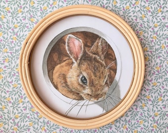 Rabbit Watercolor Portrait: Reslistic Brown Bunny Nursery Art Print (Digital Download)