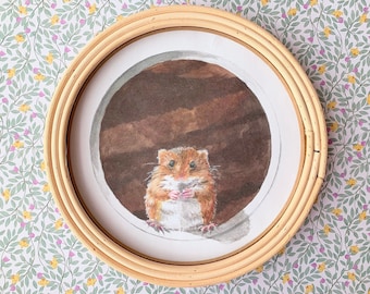Harvest Mouse Watercolor Painting: Cottagecore Nursery Art (Digital Download)