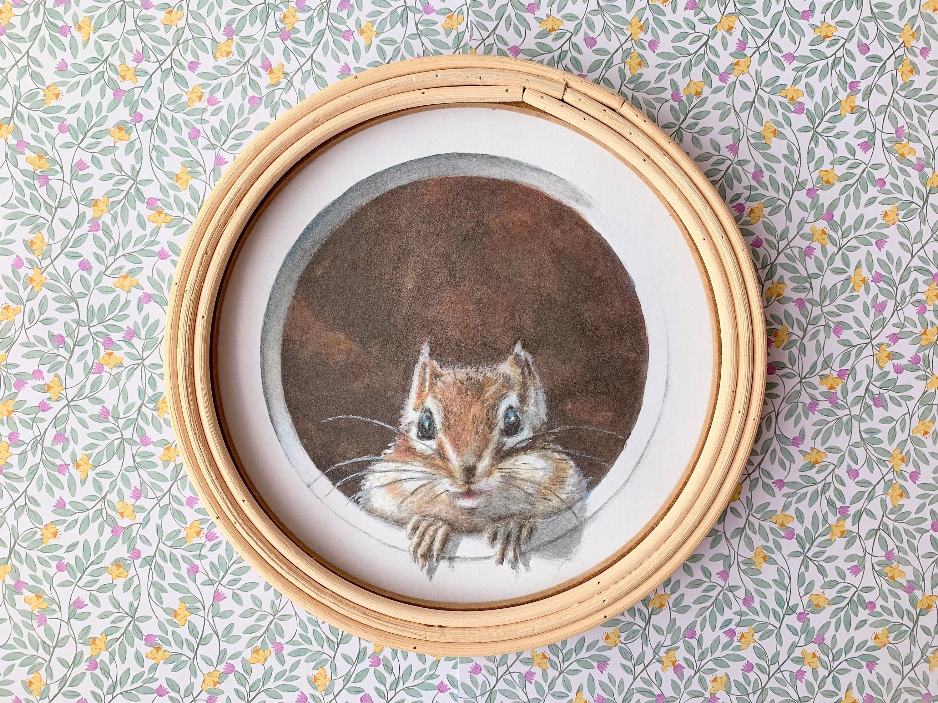 Chipmunk Watercolor Painting: Whimsical Cottagecore Nursery Art (Digital Download)