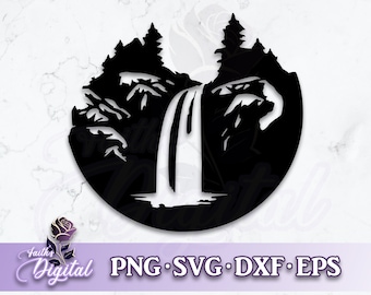 Waterfall - Digital Cutting File: Svg, Png, Dxf, & Eps Files Included