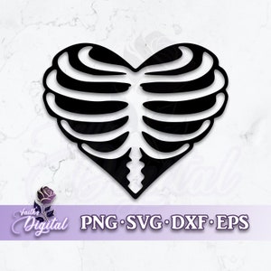 Skeleton Heart  - Instant Download! Craft with Ease: Svg, Png, Dxf, & Eps Files Included