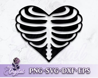 Skeleton Heart  - Instant Download! Craft with Ease: Svg, Png, Dxf, & Eps Files Included