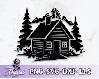 Cabin - Digital Cutting File: Svg, Png, Dxf, & Eps Files Included