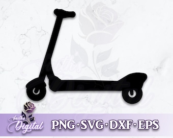 Scooter - Digital Cutting File: Svg, Png, Dxf, & Eps Files Included
