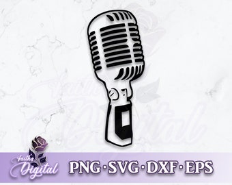 Vintage Microphone  - Instant Download! Craft with Ease: Svg, Png, Dxf, & Eps Files Included - Vintage