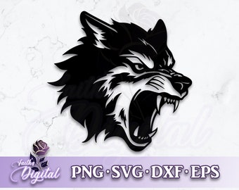 Snarling Wolf - Digital Cutting File: Svg, Png, Dxf, & Eps Files Included