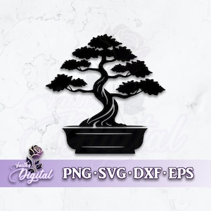 Bonsai Tree  - Instant Download! Craft with Ease: Svg, Png, Dxf, & Eps Files Included