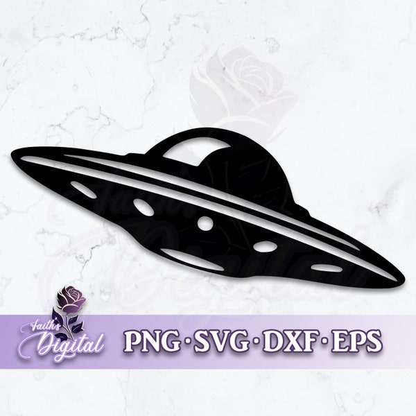 UFO  - Instant Download! Craft with Ease: Svg, Png, Dxf, & Eps Files Included - Flying Saucer
