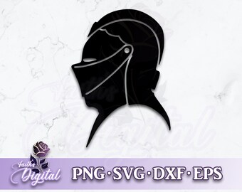 Knight Helmet- Digital Cutting File: Svg, Png, Dxf, & Eps Files Included