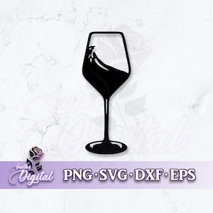 Wine Glass  - Instant Download! Craft with Ease: Svg, Png, Dxf, & Eps Files Included