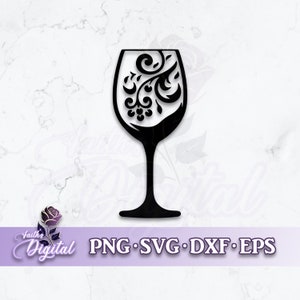 Wine Glass  - Instant Download! Craft with Ease: Svg, Png, Dxf, & Eps Files Included