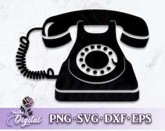 Rotary Phone - Digital Cutting File: Svg, Png, Dxf, & Eps Files Included - Vintage