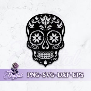 Dia De Muertos Skull  - Instant Download! Craft with Ease: Svg, Png, Dxf, & Eps Files Included