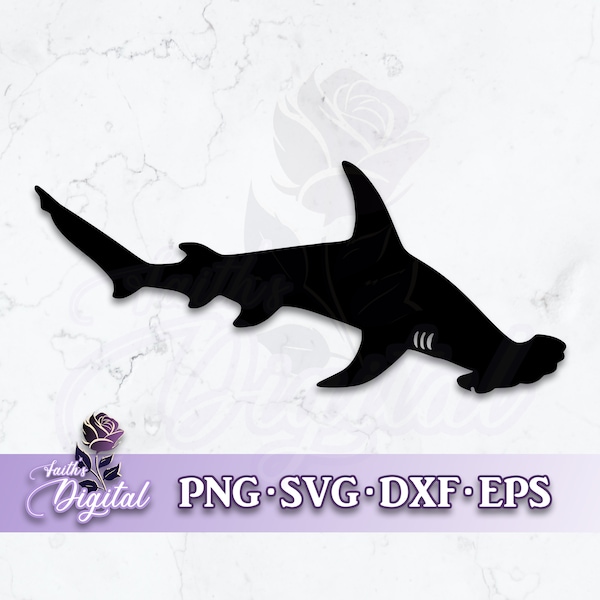 Hammerhead Shark  - Instant Download! Craft with Ease: Svg, Png, Dxf, & Eps Files Included