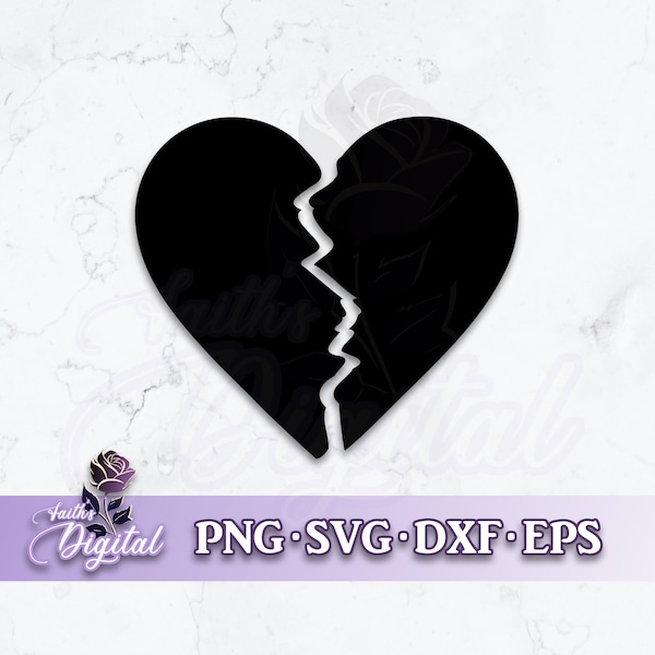 Broken Heart  - Instant Download! Craft with Ease: Svg, Png, Dxf, & Eps Files Included