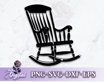 Rocking Chair - Digital Cutting File: Svg, Png, Dxf, & Eps Files Included