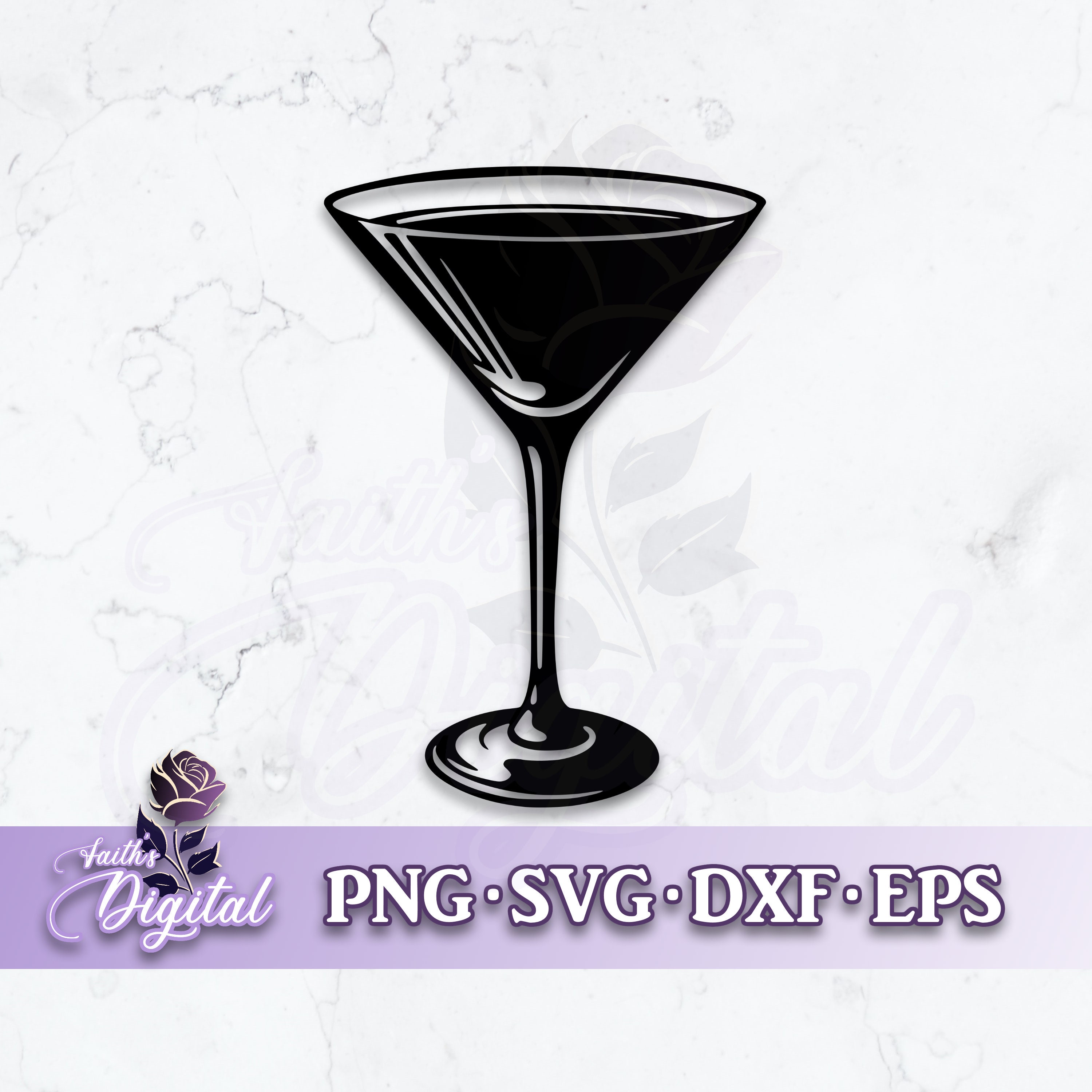 Cocktail Glass Instant Digital Download Svg, Png, Dxf, & Eps Files