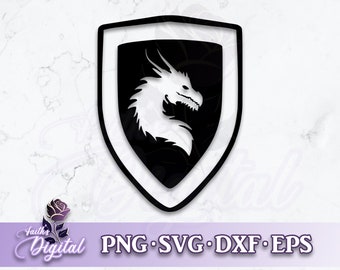 Shield - Digital Cutting File: Svg, Png, Dxf, & Eps Files Included - Dragon Shield
