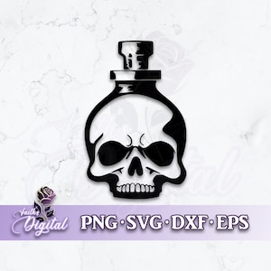 Skull Potion  - Instant Download! Craft with Ease: Svg, Png, Dxf, & Eps Files Included - Potion Bottle
