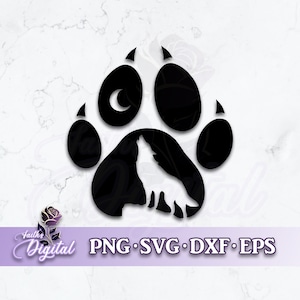 Wolf Paw Print  - Instant Download! Craft with Ease: Svg, Png, Dxf, & Eps Files Included