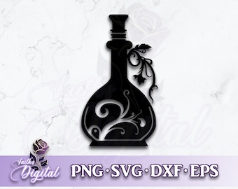 Potion - Digital Cutting File: Svg, Png, Dxf, & Eps Files Included - Potion Bottle