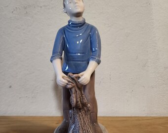 Royal Copenhagen Porcelain Figurine Boy with Fish 2338 Denmark 1935-45