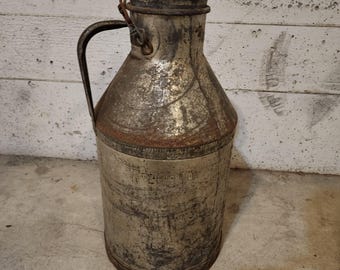 C.G.&P. Railway Galvanized Steel Can/Jug 1910s–1920s w/ Chain Lid ~20" Vintage