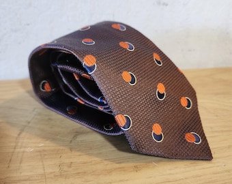 Wilkes Bashford Silk Tie Made by Ermenegildo Zegna Italy Brown Geometric Vintage