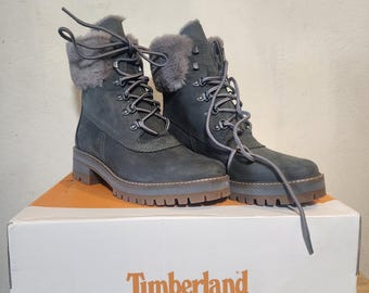Timberland Courmayeur Valley 6" Warm Lined WP Boots Women’s 8 Grey (2020s) w/Box