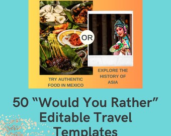 Editable 50 Would You Rather Travel templates