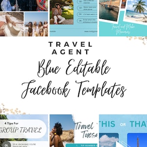 Travel Agent Templates 20 Facebook blue editable Canva