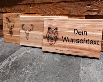 Frühstücksbrett mit eigner Gravur. Personalisiert aus Akazie. Schneidbrett aus Holz, Für die Küche. Geschenk.