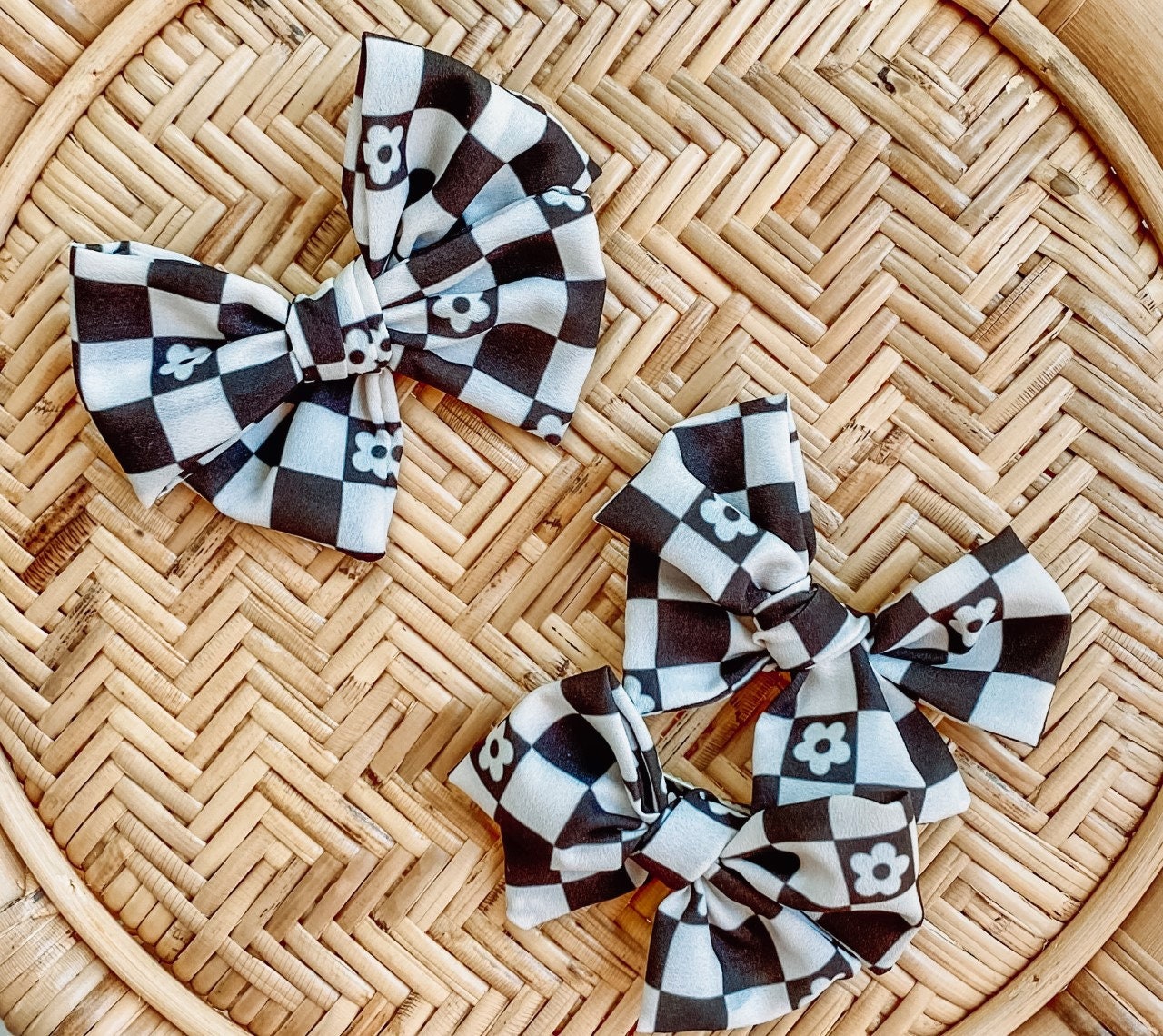Black and White Checkered Bow Checkered Bow Checkered Floral - Etsy
