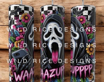 WAAZUPPPP GF Horror Neon Wildflowers Bats Spooky  20 oz Tumbler Wrap Digital Download