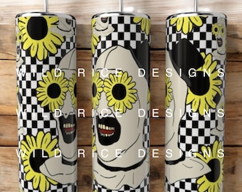 Art Clown Sunflower Checkered 20 oz Tumbler Wrap Digital Download
