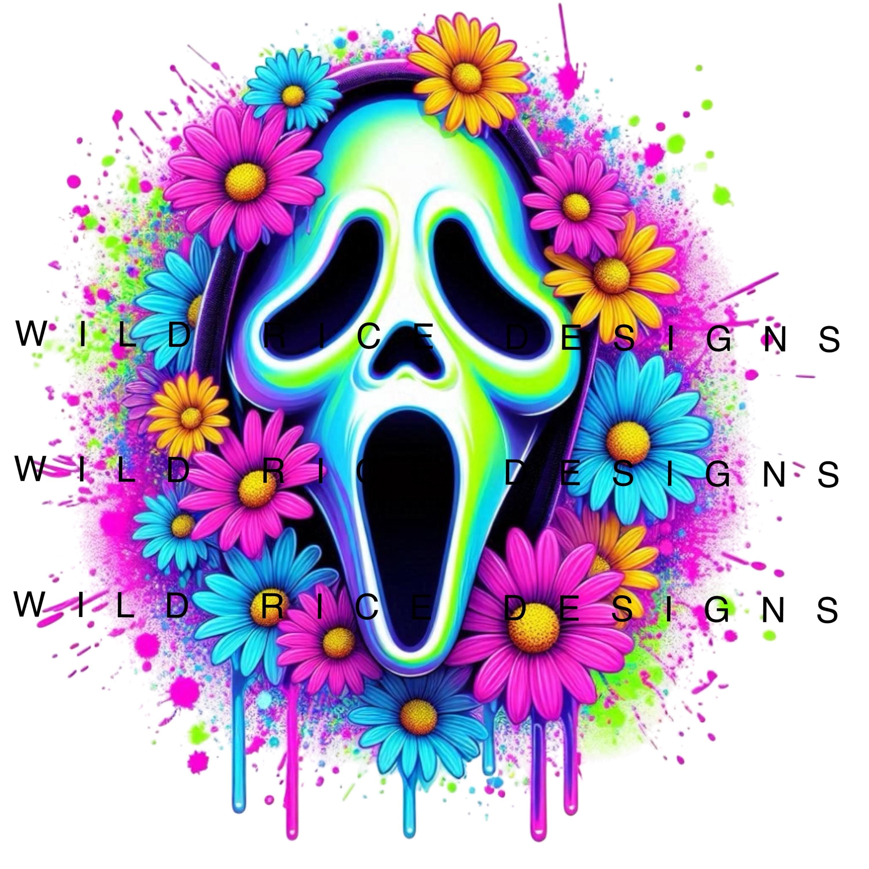 Neon Killer Daises Splatter Horror Scary Film PNG Datei Digitaler Download