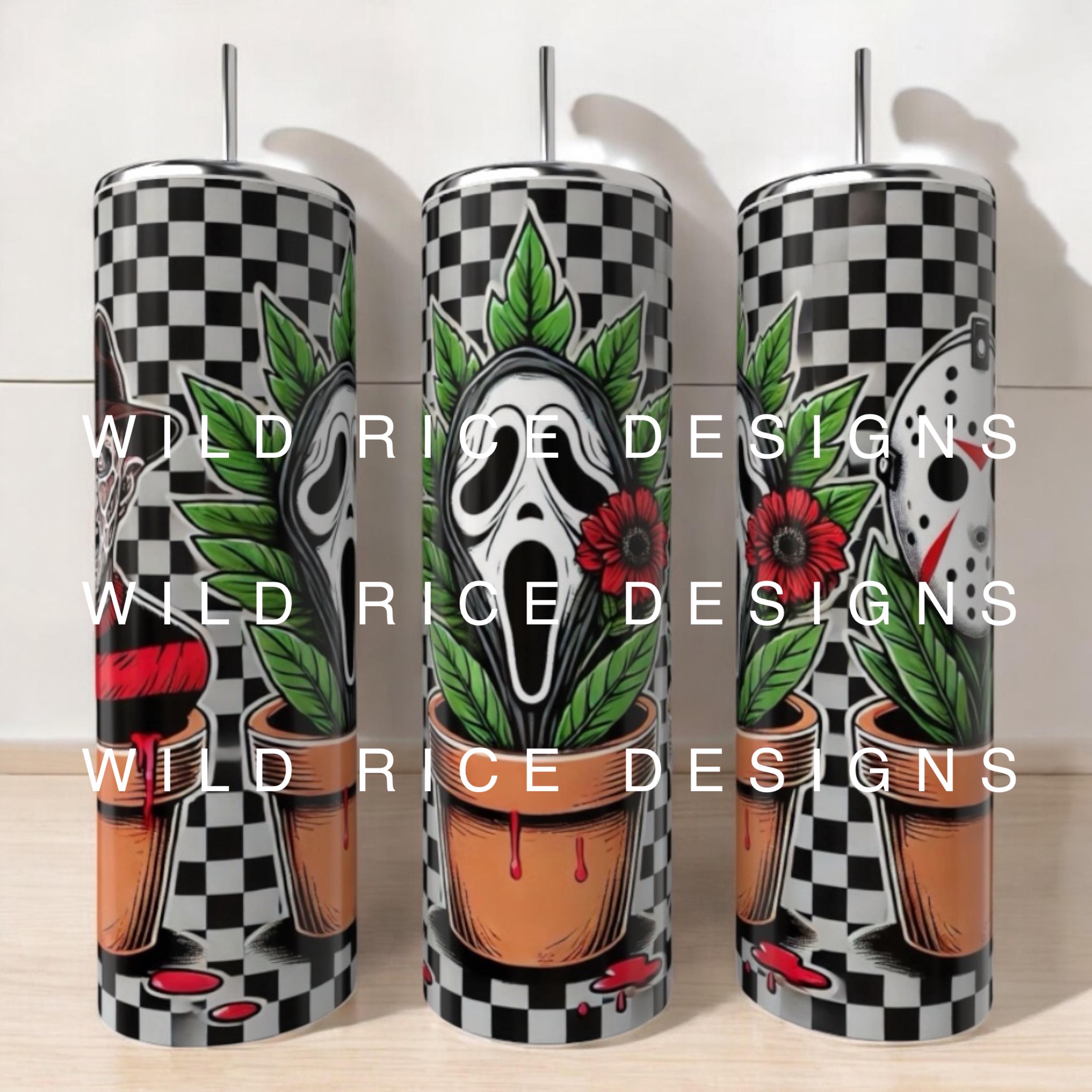 Descarga digital de vaso de 20 oz con diseño de Killer Crew Killer Plants, película de terror, cuadros espeluznantes y terrorífica.