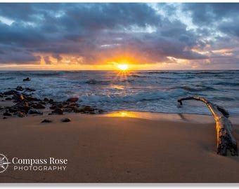 Kauai Sunrise Seascape Photography, Hawaii Beach House Art