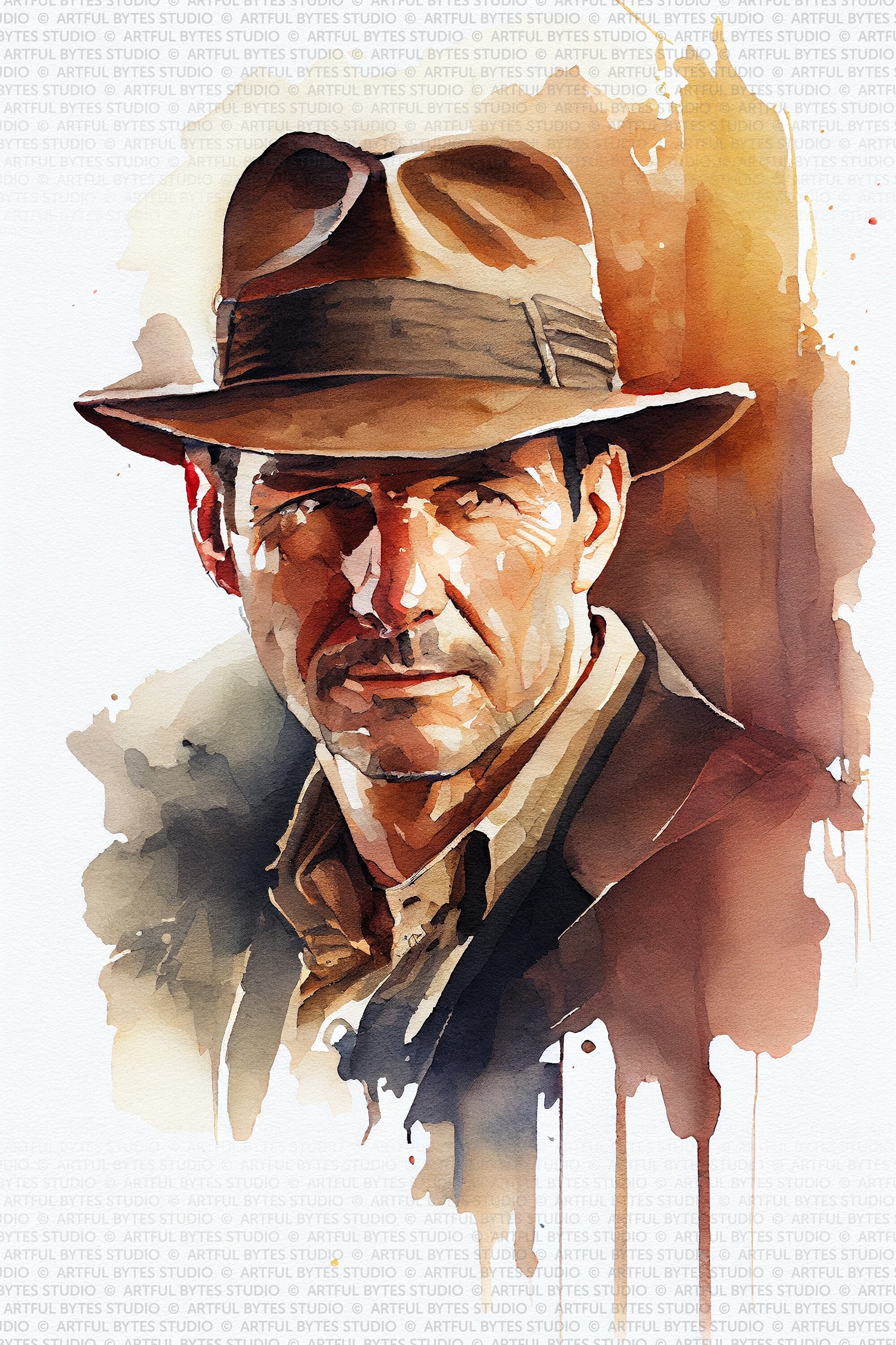Indiana Jones Watercolor, Fan Art, Art Print, Poster, Wall Art, Digital ...