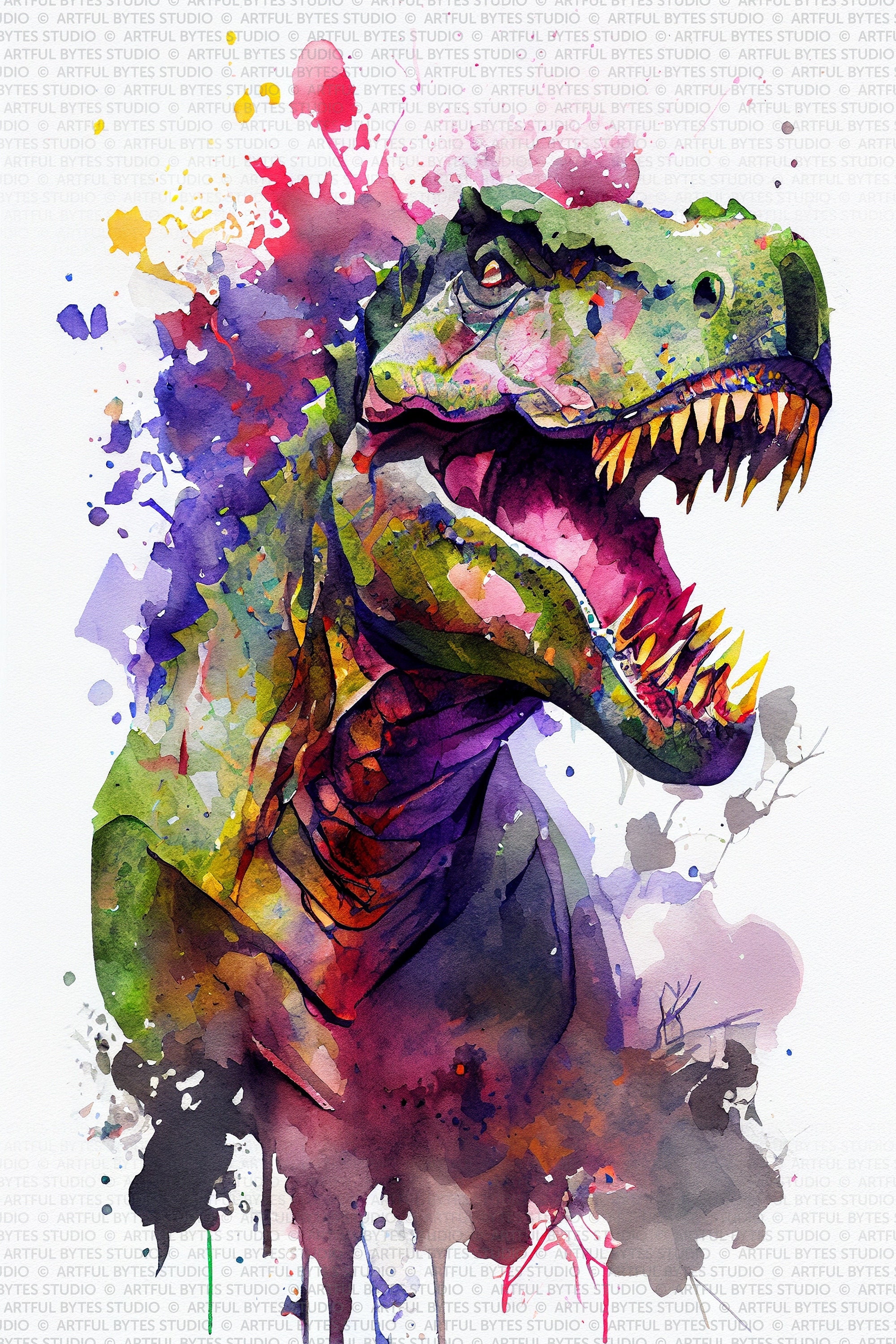 Trex Dinosaur T-rex, Tyrannosaurus Rex Watercolor, Art Print, Poster ...