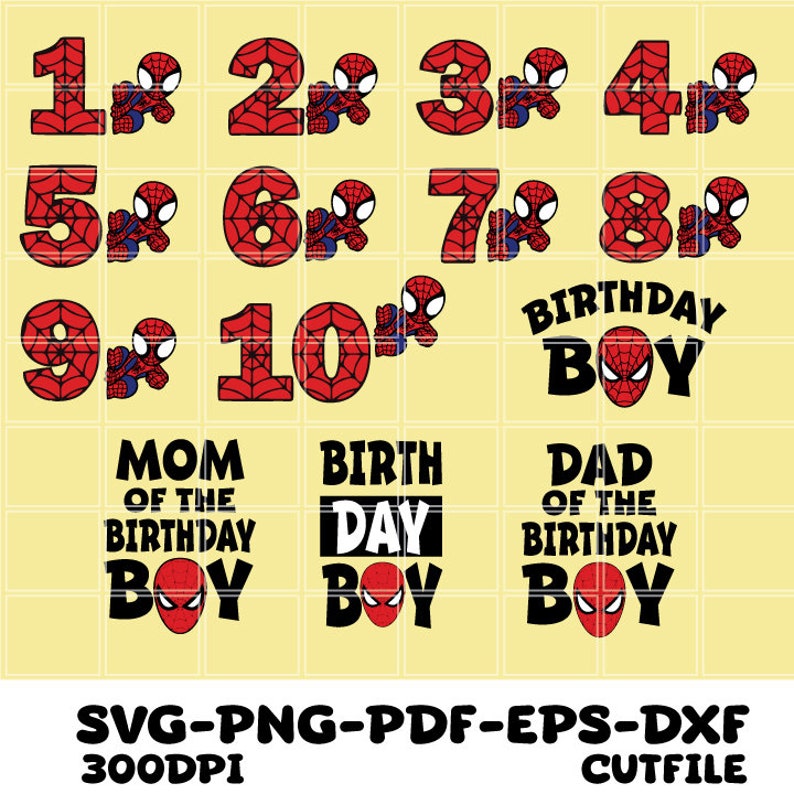Spidey Birthday Numbers SVG Pngbirthday Boy Sticker Birthday Etsy