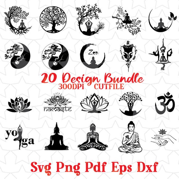 Fichiers Buddha Tree Svg pour Cricut, Boho Zen Yoga Spiritual Meditation Svg pour chemises, Sublimation Png Clipart, Téléchargement numérique instantané, SVG