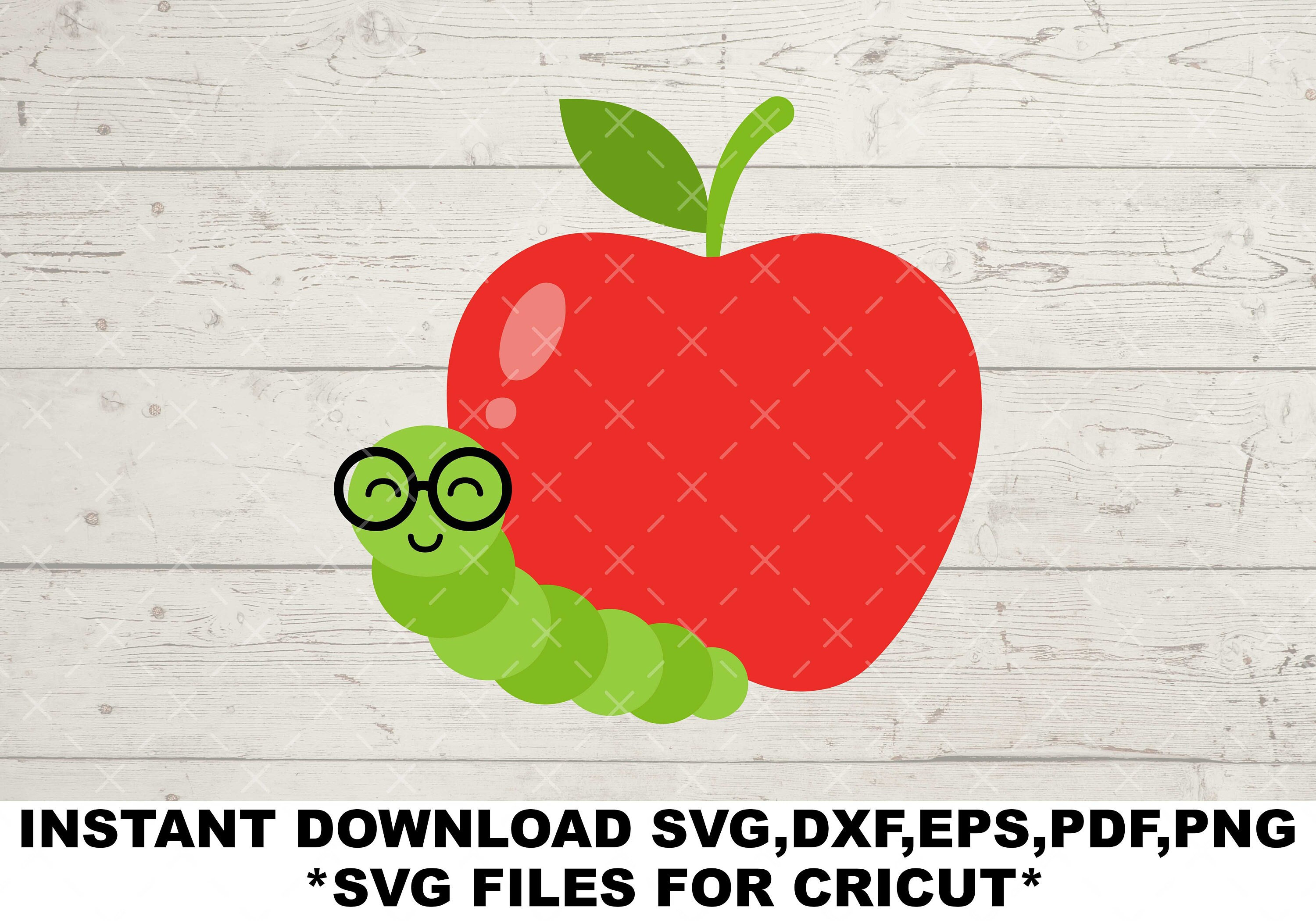 Bookworm Svg, Teacher Svg, Apple and Worm Svg, Apple Cricut, Back to