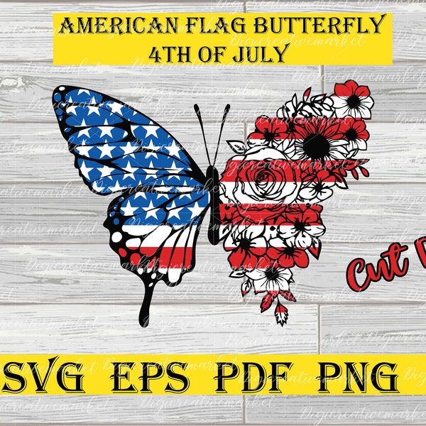 4th of July SVG, American Flag butterfly SVG, Patriotic Woman SVG,Freedom T-Shirt, Independence Shirt, usa gift,4th Of July Flag T-Shirts