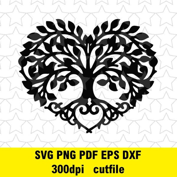 Love Heart Tree svg,Heart Tree dxf,Heart Tree dxf,   heart with tree dxf, Svg, Eps, Png files, Laser Cut,