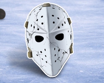 Classic Goalie Mask - Waterproof Vinyl Sticker/Decal - 2x3in