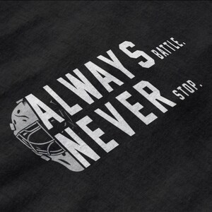 Unisex Heavy Cotton Tee | Always Battle, Never Stop - Hockey Goalie Mask Design