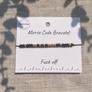 FUCK OFF - Bracelet Code Morse - Cadeau personnalisé - Bracelet de perles nom/mot - Meilleur ami - Bracelet délicat personnalisé