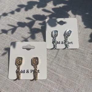 BOUCLES D'OREILLES STAMPEDE - Boucles d'oreilles en acier inoxydable, chapeau de cowboy/botte