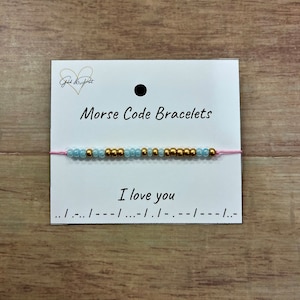 Bracelet code Morse I LOVE YOU - Cadeau personnalisé - Bracelet de perles nom/mot - Meilleur ami - Bracelet délicat personnalisé